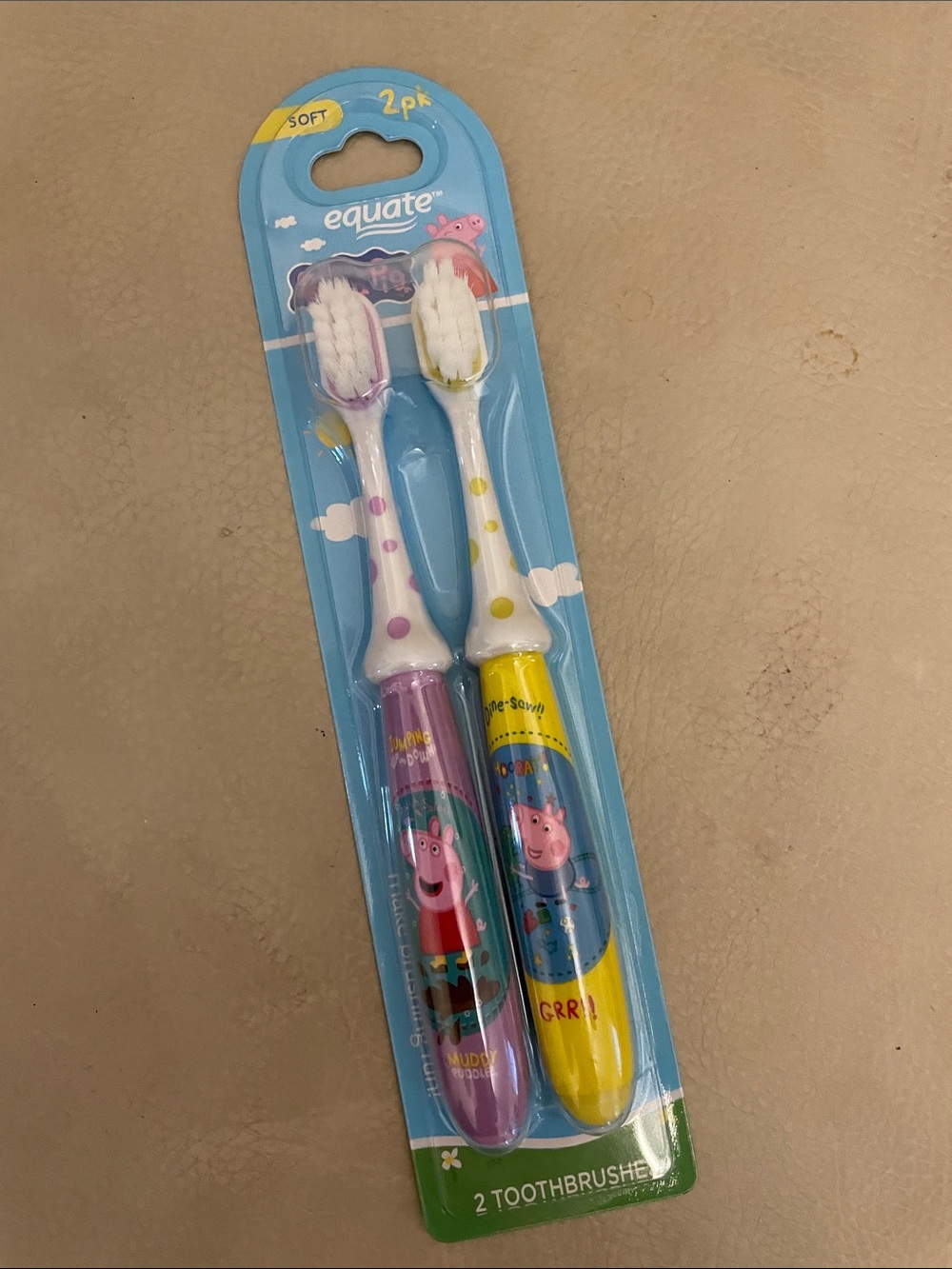 Equate Kids Toothbrush 2-Pack — Purple & Yellow Soft Bristles